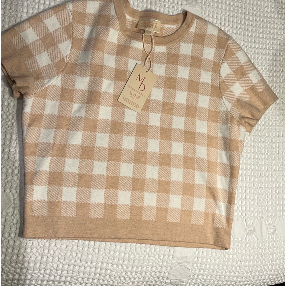 MASON'S DAUGHTER Stella Knit Top, Blush Gingham